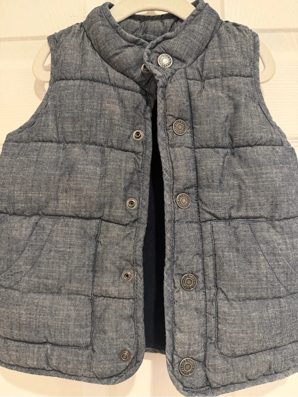 Old Navy Toddler Boys Quilted Puffer Vest Blue Chambray Size 3T